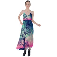 Tree Abstract Field Galaxy Night Nature Tie Back Maxi Dress