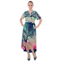 Tree Abstract Field Galaxy Night Nature Front Wrap High Low Dress