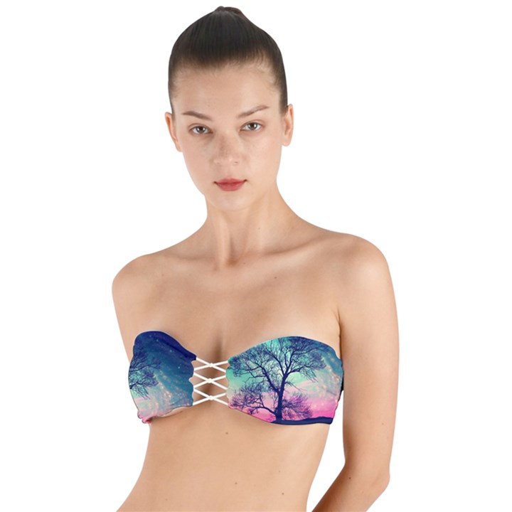 Tree Abstract Field Galaxy Night Nature Twist Bandeau Bikini Top