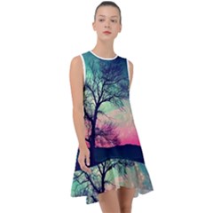 Tree Abstract Field Galaxy Night Nature Frill Swing Dress by Jancukart