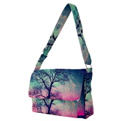 Tree Abstract Field Galaxy Night Nature Full Print Messenger Bag (m)