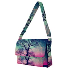 Tree Abstract Field Galaxy Night Nature Full Print Messenger Bag (l)