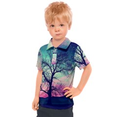 Tree Abstract Field Galaxy Night Nature Kids  Polo Tee