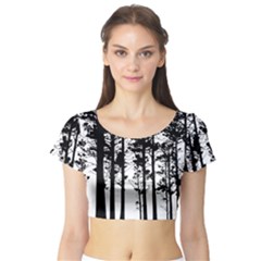 Trees Forest Woods Woodland Trunk Short Sleeve Crop Top