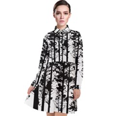 Trees Forest Woods Woodland Trunk Long Sleeve Chiffon Shirt Dress