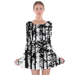 Trees Forest Woods Woodland Trunk Long Sleeve Skater Dress by Jancukart