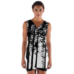 Trees Forest Woods Woodland Trunk Wrap Front Bodycon Dress