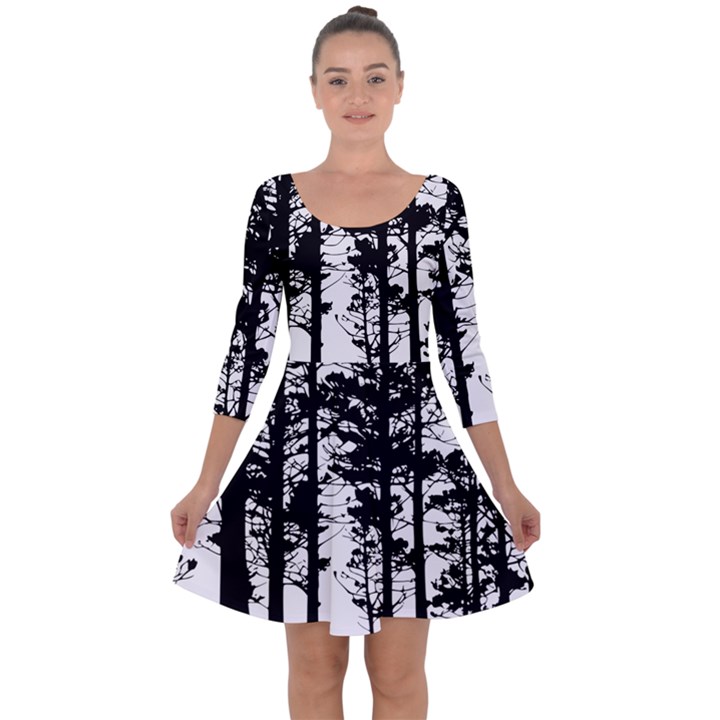 Trees Forest Woods Woodland Trunk Quarter Sleeve Skater Dress