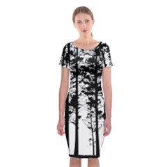 Trees Forest Woods Woodland Trunk Classic Short Sleeve Midi Dress