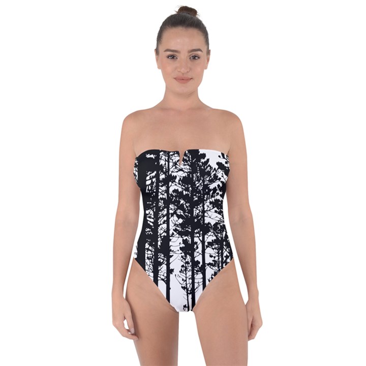 Trees Forest Woods Woodland Trunk Tie Back One Piece Swimsuit