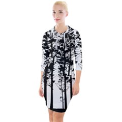 Trees Forest Woods Woodland Trunk Quarter Sleeve Hood Bodycon Dress