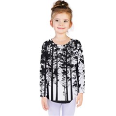 Trees Forest Woods Woodland Trunk Kids  Long Sleeve Tee