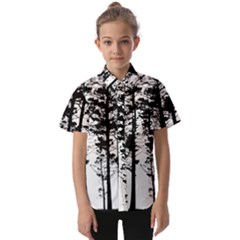 Trees Forest Woods Woodland Trunk Kids  Short Sleeve Shirt