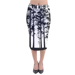 Trees Forest Woods Woodland Trunk Velvet Midi Pencil Skirt by Jancukart