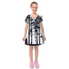 Trees Forest Woods Woodland Trunk Kids  Short Sleeve Velvet Dress by Jancukart