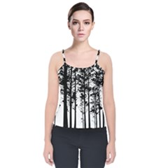 Trees Forest Woods Woodland Trunk Velvet Spaghetti Strap Top