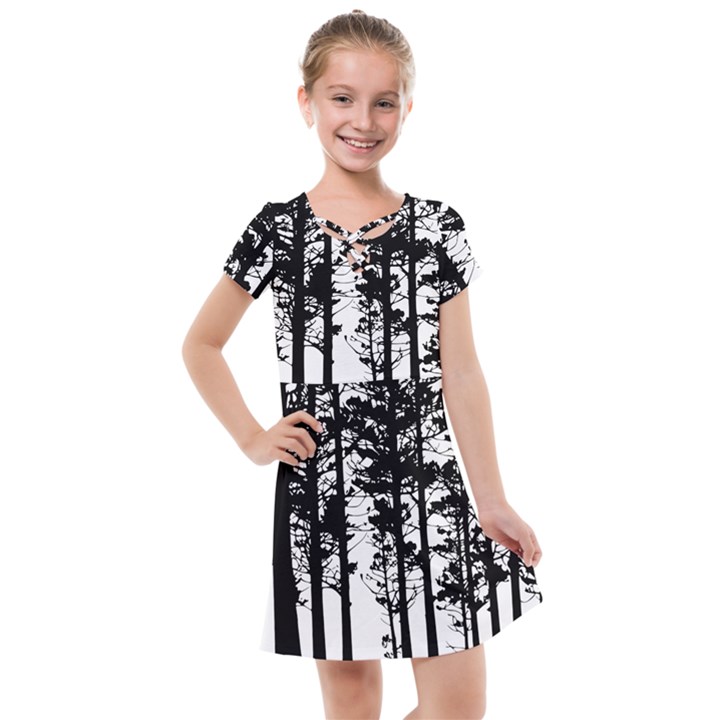 Trees Forest Woods Woodland Trunk Kids  Cross Web Dress