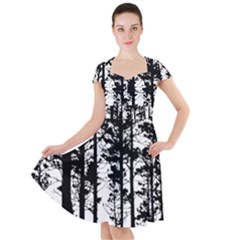 Trees Forest Woods Woodland Trunk Cap Sleeve Midi Dress