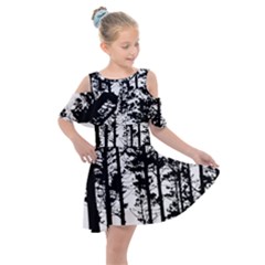 Trees Forest Woods Woodland Trunk Kids  Shoulder Cutout Chiffon Dress by Jancukart