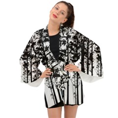 Trees Forest Woods Woodland Trunk Long Sleeve Kimono by Jancukart