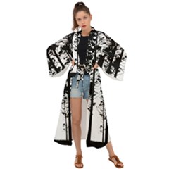 Trees Forest Woods Woodland Trunk Maxi Kimono