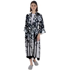 Trees Forest Woods Woodland Trunk Maxi Satin Kimono