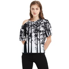 Trees Forest Woods Woodland Trunk One Shoulder Cut Out Tee