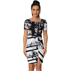 Trees Forest Woods Woodland Trunk Fitted Knot Split End Bodycon Dress