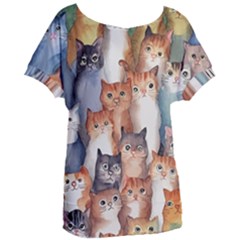 Cats Watercolor Pet Animal Mammal Women s Oversized Tee by Jancukart