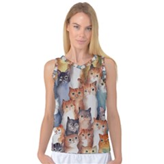 Cats Watercolor Pet Animal Mammal Women s Basketball Tank Top