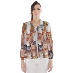 Cats Watercolor Pet Animal Mammal Women s Windbreaker