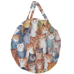 Cats Watercolor Pet Animal Mammal Giant Round Zipper Tote