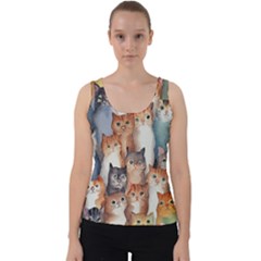 Cats Watercolor Pet Animal Mammal Velvet Tank Top