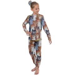 Cats Watercolor Pet Animal Mammal Kids  Long Sleeve Set 