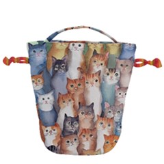 Cats Watercolor Pet Animal Mammal Drawstring Bucket Bag