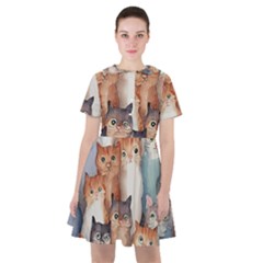 Cats Watercolor Pet Animal Mammal Sailor Dress