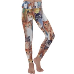 Cats Watercolor Pet Animal Mammal Kids  Lightweight Velour Classic Yoga Leggings