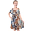 Cats Watercolor Pet Animal Mammal Kids  Cut Out Shoulders Chiffon Dress View1