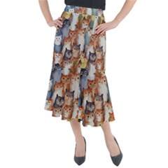 Cats Watercolor Pet Animal Mammal Midi Mermaid Skirt