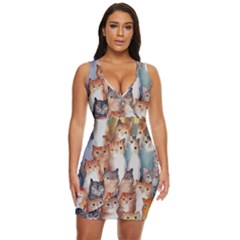 Cats Watercolor Pet Animal Mammal Draped Bodycon Dress by Jancukart