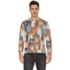 Cats Watercolor Pet Animal Mammal Men s Fleece Sweatshirt by Jancukart