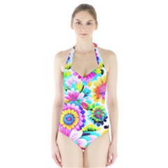 Flower Floral Flora Dais Rose Halter Swimsuit