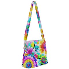 Flower Floral Flora Dais Rose Zipper Messenger Bag