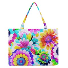 Flower Floral Flora Dais Rose Zipper Medium Tote Bag