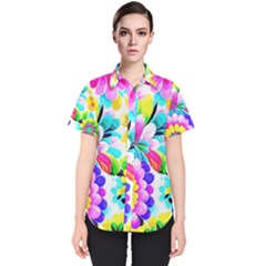 Flower Floral Flora Dais Rose Women s Short Sleeve Shirt