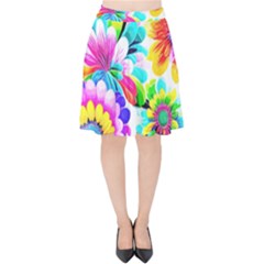 Flower Floral Flora Dais Rose Velvet High Waist Skirt