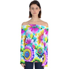 Flower Floral Flora Dais Rose Off Shoulder Long Sleeve Top