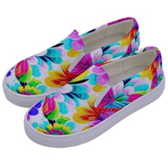 Flower Floral Flora Dais Rose Kids  Canvas Slip Ons