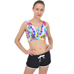 Flower Floral Flora Dais Rose V-back Sports Bra