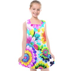 Flower Floral Flora Dais Rose Kids  Cross Back Dress by Jancukart